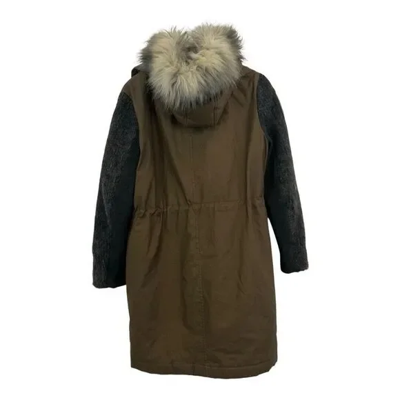 Vera Wang Womens Size Medium Brie Faux Fur Anorak Hooded Parka Winter Coat - Picture 2 of 6
